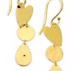 Ippolita Crinkle Heart Three Drop Earrings 18K GOLD $995 New